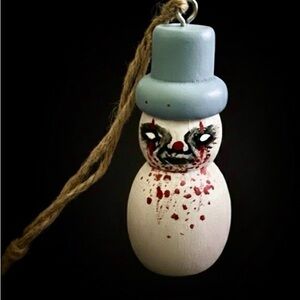 One of a kind Unique Painted Snowman Ornament 3 inches high
